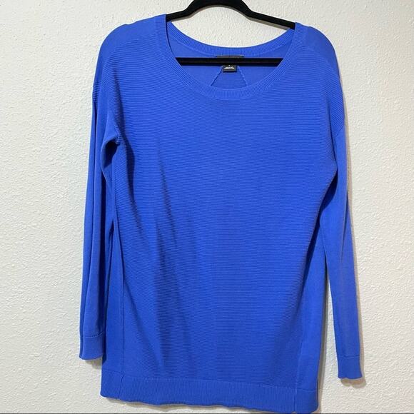 Trouvé Blue Crew Neck Lightweight Pullover Sweater S Cotton Modal Blend Longline - Picture 1 of 7